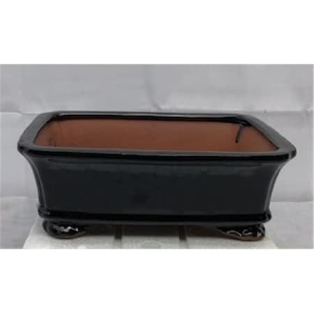 Paisaje 10.25 x 8 x 3.5 in. Ceramic Bonsai Pot, Black - Rectangle PA2202890